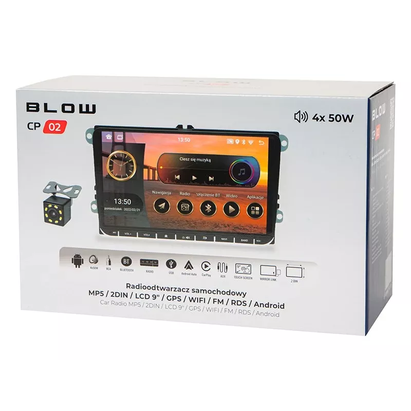 Autoradio BLOW CP02 2DIN touchscreen 9 pollici Android GPS, unità multimediale doppio DIN