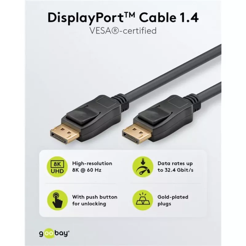 Cavo DisplayPort Goobay 74779 3 m nero G-Sync FreeSync