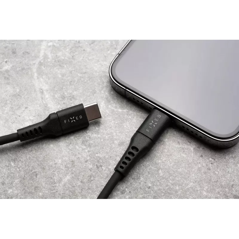 Cavo FIXED in silicone liquido USB-C/USB-C, 0,5m, 60W, nero | Fixed