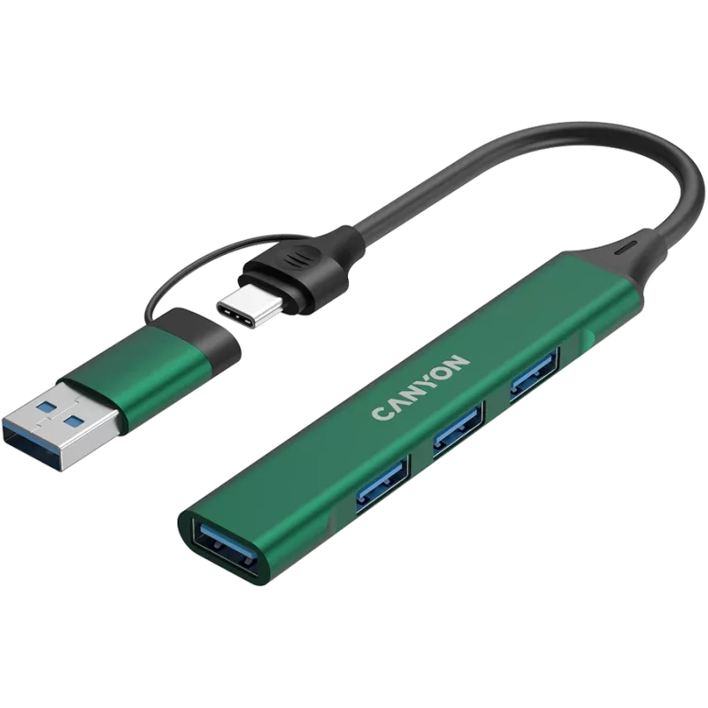 Hub CANYON DS-02 4in1 USB-A/C verde