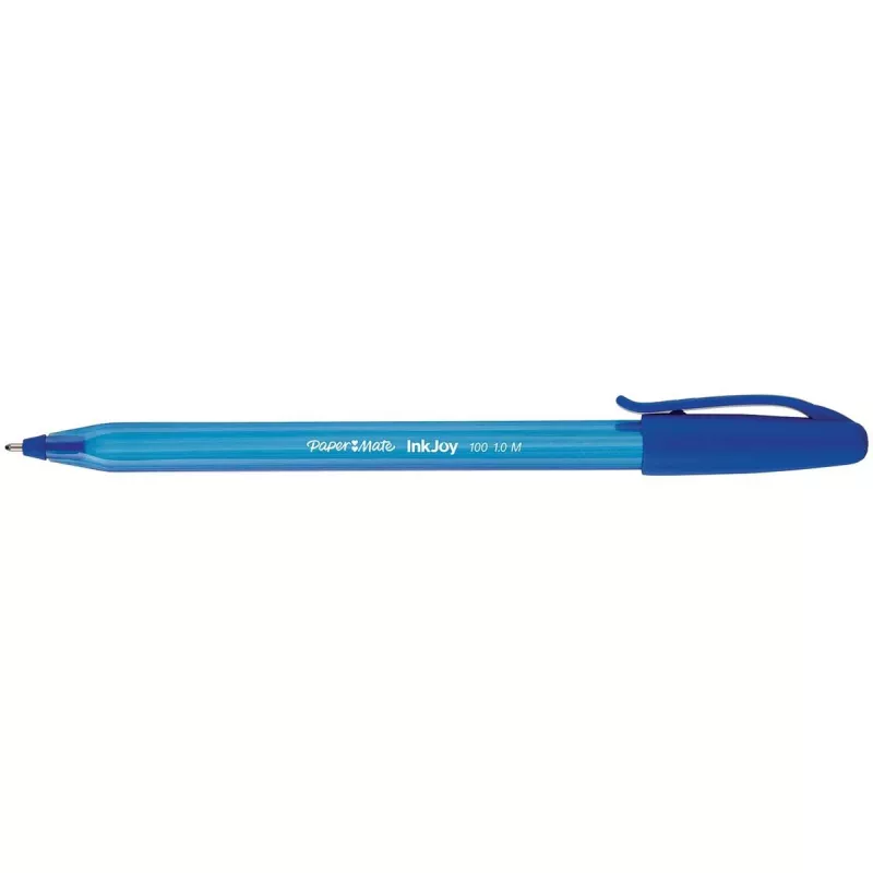 Penna a sfera PAPER MATE InkJoy 100 con cappuccio 8 pezzi M blu