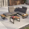 Set lounge da giardino angolare o 2 divani + tavolo NUVIO grigio