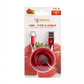 Sbox USB->Type-C M/M 1,5m CTYPE-1.5R rosso fragola