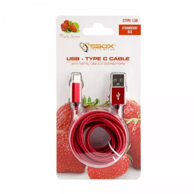 Sbox USB->Type-C M/M 1,5m CTYPE-1.5R rosso fragola