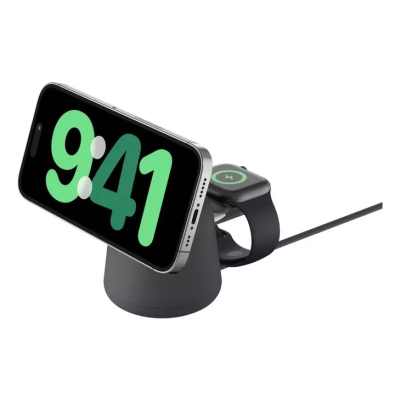 Caricatore wireless Belkin WIZ027VFH36 2‑in‑1 magnetico Qi2 15W per iPhone e Apple Watch