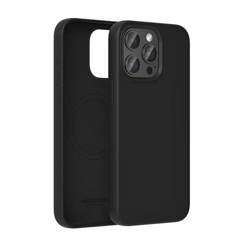 Custodia protettiva in silicone Vention KUFB0-40 per iPhone 15 Pro Max — custodia soft-touch nera