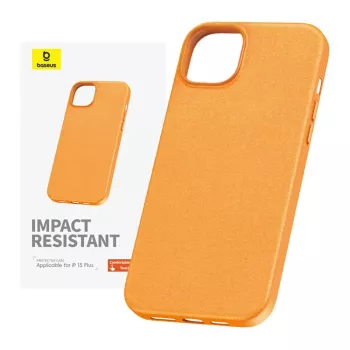 Custodia per telefono per iPhone 15 Plus Baseus Fauxther Serie (arancione)
