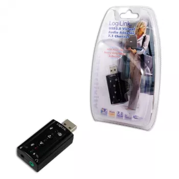 Scheda audio USB esterna LOGILINK UA0078, 7.1 canali, interfaccia USB, compatta 124×194×34 mm, 80 g