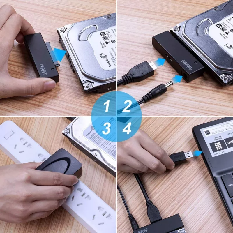 Scheda di interfaccia Unitek Y-1039, cavo USB in dotazione, 5 Gbit/s, nero, Plug-and-Play