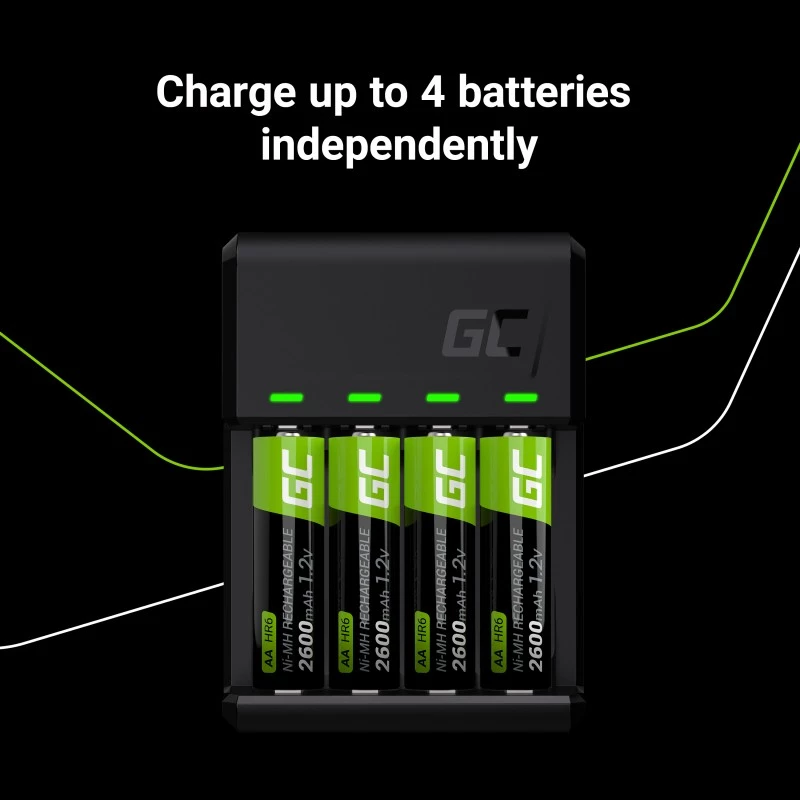 Caricabatterie Green Cell GC VitalCharger con 4 batterie ricaricabili AA 2000mAh NiMH