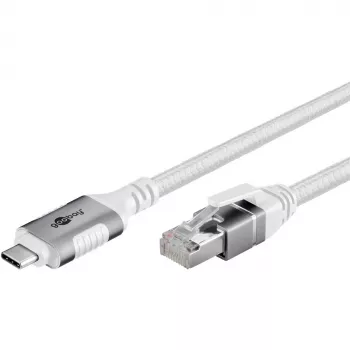 Cavo di rete Goobay 74180 USB C RJ-45 Cat6 10 m bianco