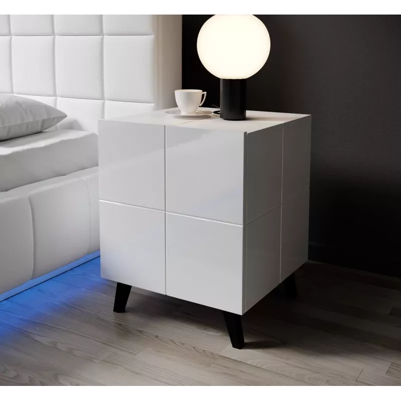 Comodino Cama REJA bianco lucido/bianco lucido