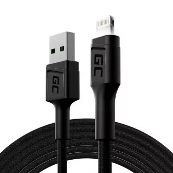 Cavo Lightning a USB-A Green Cell KABGC12, 2 m, Lightning – USB A, nero