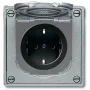 BUSCH JAEGER BJ 20 EFDB2 presa con protezione maggiorata contro il contatto e coperchio a ribalta da incasso grigio