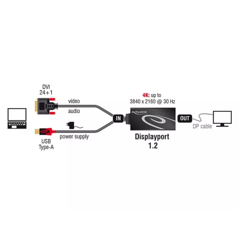 Cavo DVI 24+1 + USB-A/DisplayPort 20p DeLOCK 62596