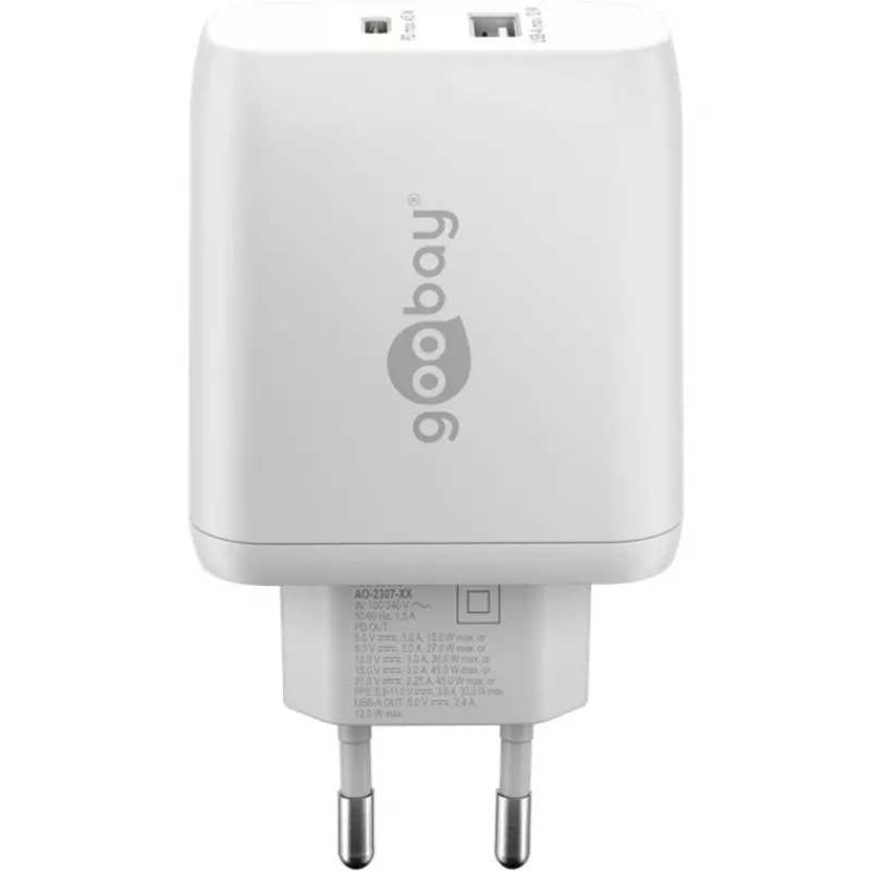 Goobay 65412 caricabatterie per dispositivi mobili cuffie, laptop, smartphone, tablet bianco AC interno