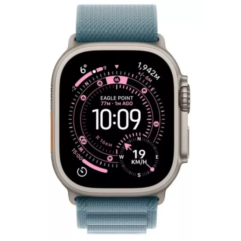 Apple Watch Ultra 3 GPS + Cellular, cassa 49 mm in titanio naturale con cinturino Alpine Loop azzurro, taglia M