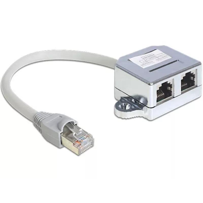 DeLOCK 65441 sdoppiatore di porta RJ45, splitter Ethernet 100Base-TX, 1x RJ-45 (maschio) a 2x RJ-45 (femmina), 15 cm