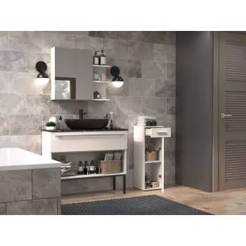 Semibase per bagno con cassetto Top E Shop Nel 30×30×85 cm bianco opaco