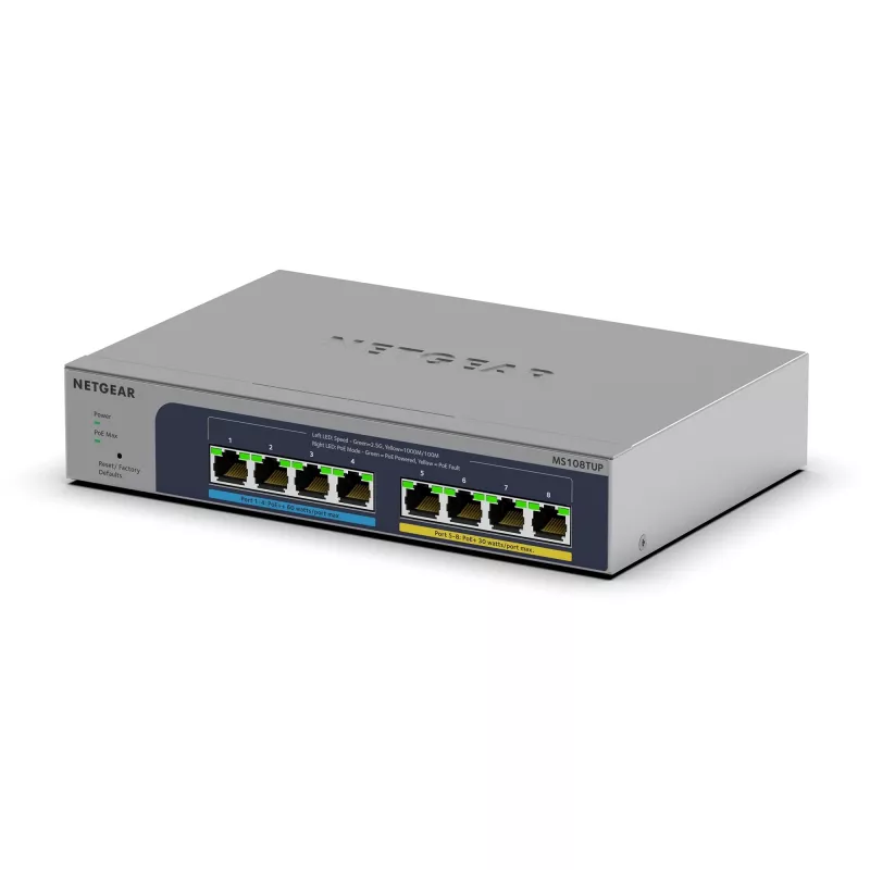 NETGEAR MS108TUP Unmanaged L2 2.5G Ethernet (100/1000/2500) Power over Ethernet (PoE) grigio