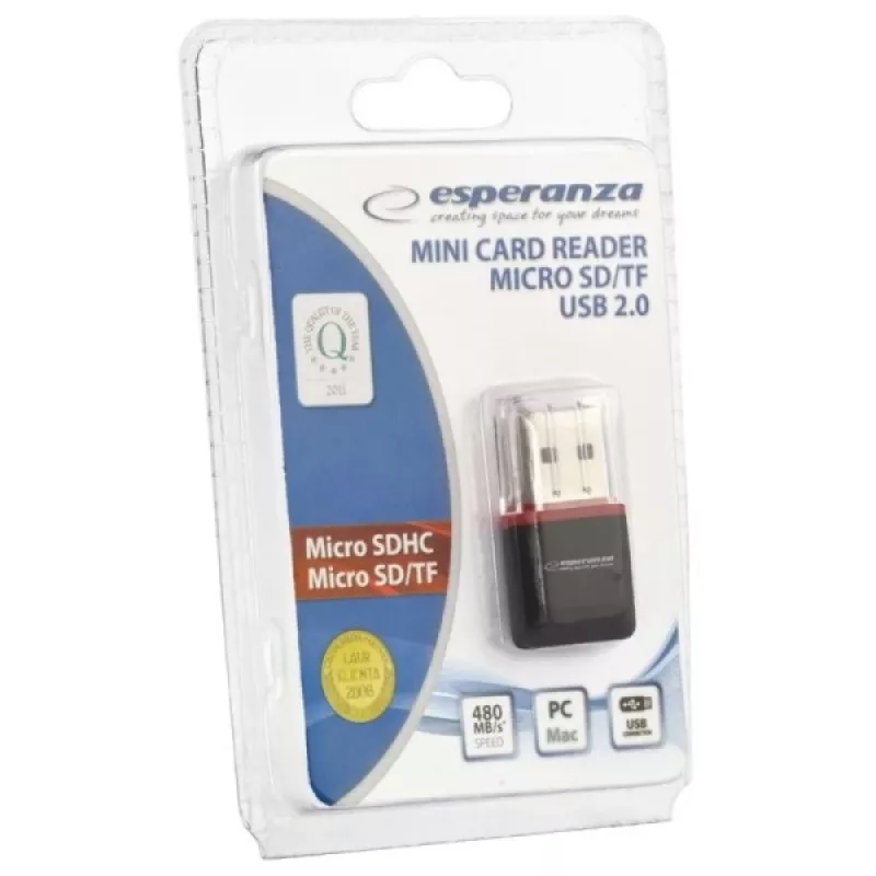 Esperanza EA134K lettore di schede nero, argento, trasparente USB 2.0