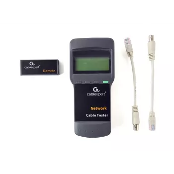 Tester per cavi di rete GEMBIRD NCT-31 — verifica continuità con LCD, supporto RJ-11/RJ-12/RJ-45, nero