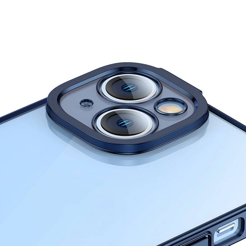 Set custodia protettiva e vetro temperato Baseus per iPhone 14 Plus – glitter trasparente blu
