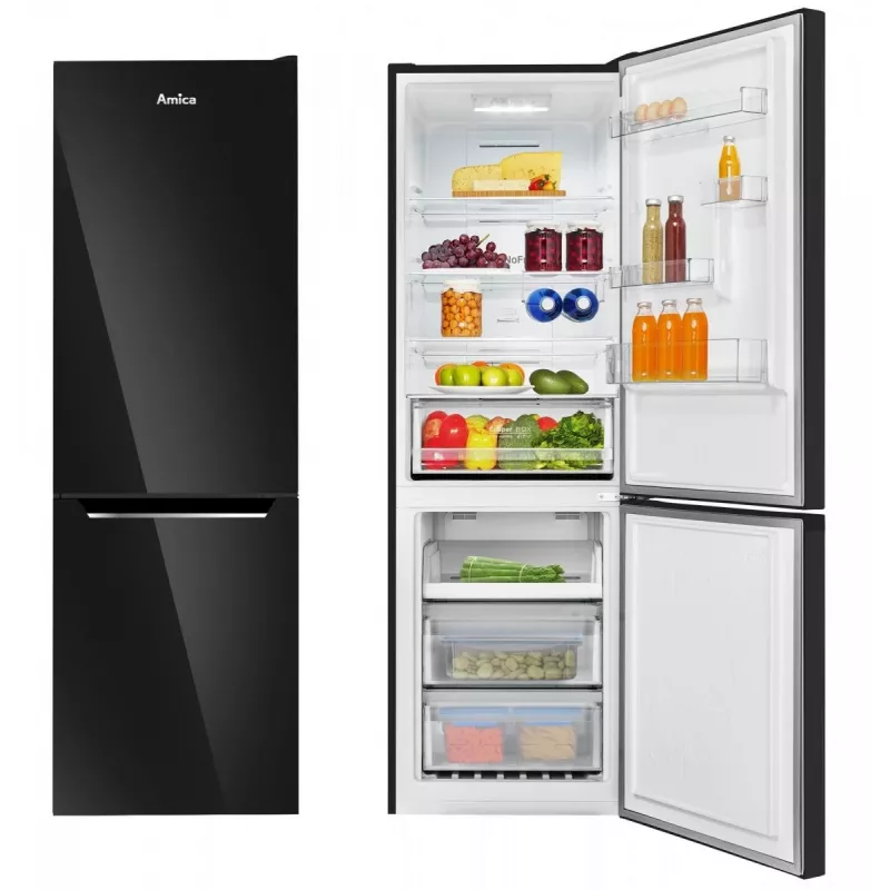Amica FK3506D.2F(E) frigorifero combinato, congelatore in basso, 226 l frigorifero + 96 l congelatore, Total No Frost, classe energetica E, nero