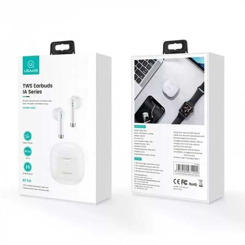 Cuffie Bluetooth Usams TW S 5.0 IA Series bianco