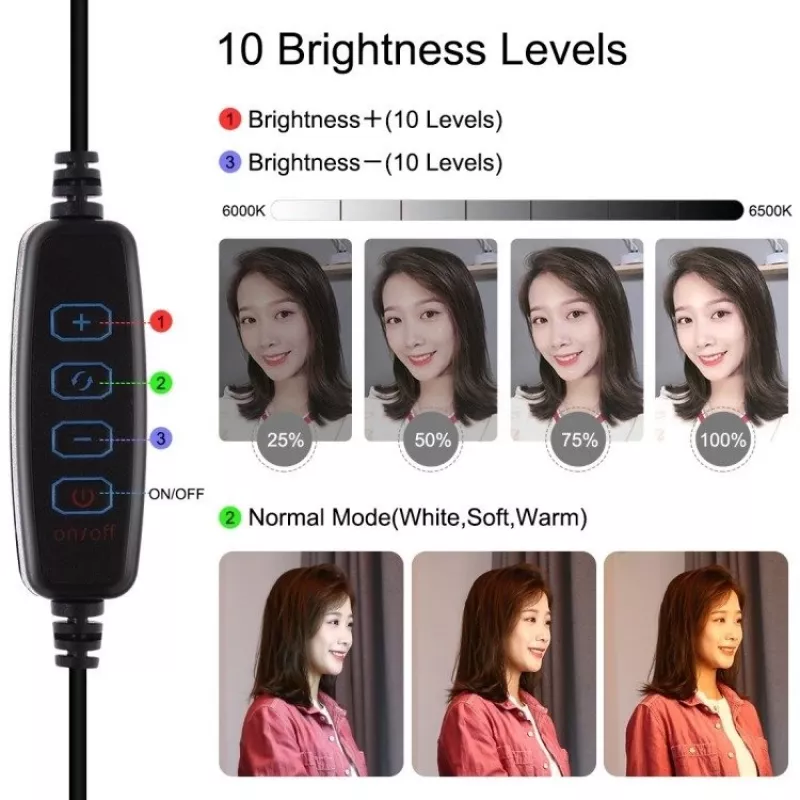 Lampada LED ad anello Puluz con treppiede regolabile PU391