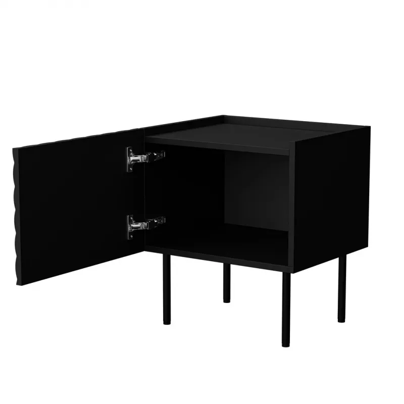 Comodino Cama meble LUCCA, 2 pz., 47x40x52 cm, nero, MDF/truciolare