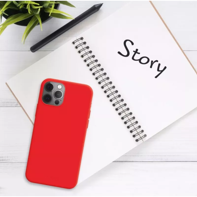 Cover posteriore FIXED per Apple iPhone 16 Pro, superficie gommata, rosso