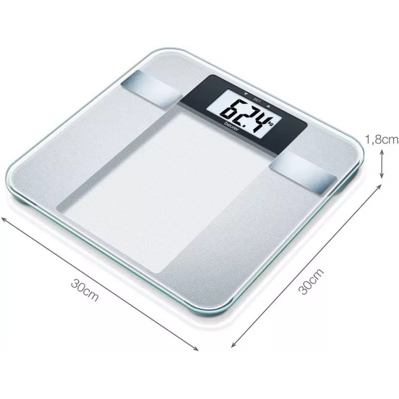 Bilancia pesapersone elettronica Beurer BG 13 Square grigia, trasparente