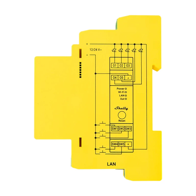 Shelly RGBWW Pro controllo luce a 5 canali per guida DIN Wi-Fi