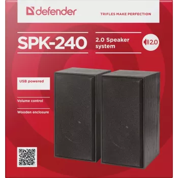 Diffusori da scrivania DEFENDER SPK-240 con filo, 2.0, 6 W RMS, alimentazione USB, 3,5 mm, nero