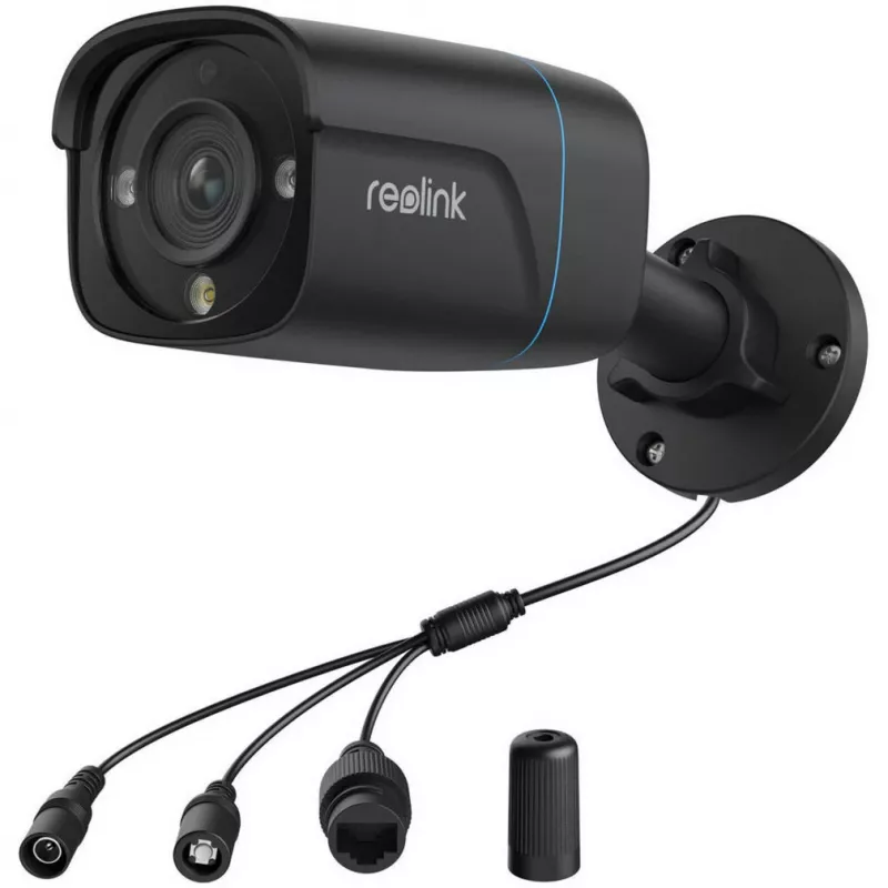 Reolink P330 telecamera di sicurezza IP 4K, 8 MP 3840 x 2160, per interni ed esterni, microfono integrato, visione notturna 30 m, nera
