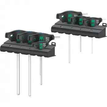 454/7 HF Set 1 cacciaviti con impugnatura a T + supporto, 7 pezzi (nero/verde, con funzione di trattenuta)