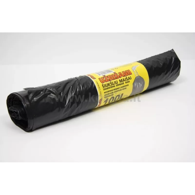 Sacchi per rifiuti con coulisse, 100 l / 10 pz., 35 micrometri
