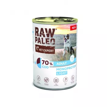 VETEXPERT Raw Paleo Cod Light Monoprotein cibo umido per cani 400 g