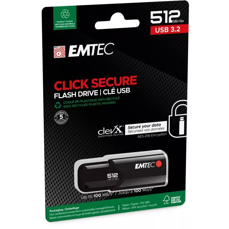 Chiavetta USB Emtec B120 Click Secure 512 GB USB Type-A 3.2 Gen 2