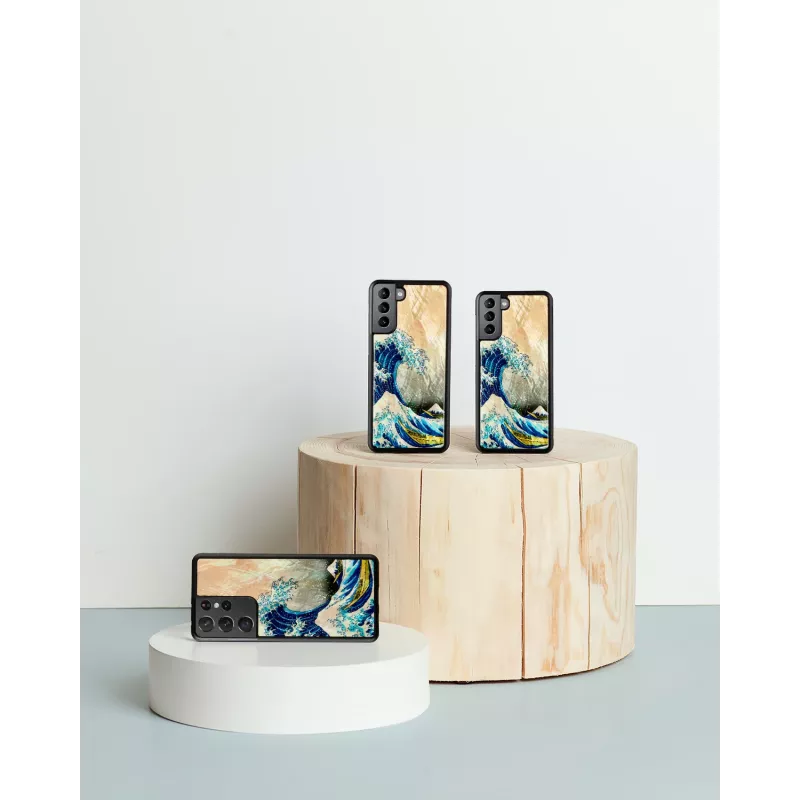 Custodia per smartphone iKins per Samsung Galaxy S21+ — cover posteriore protettiva 'great wave'