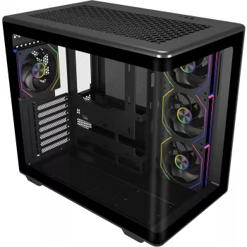 Elite 600 ARGB, case tower nero, 2x vetro temperato