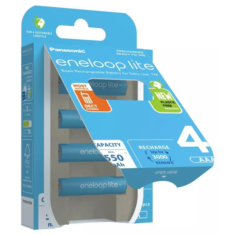 Batterie ricaricabili PANASONIC ENELOOP LITE AAA 550 mAh 4 pz. (BK-4LCCE/4CP)