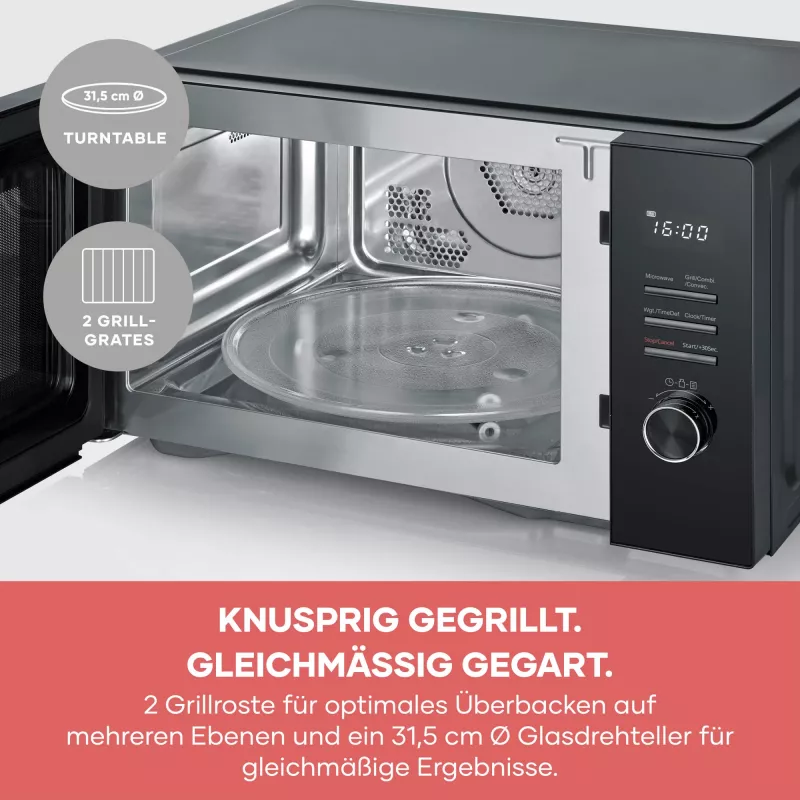 Microonde combinato SEVERIN MW 7798, da tavolo, 29 l, 900 W, nero, piatto rotante 315 mm