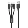 Cavo di ricarica/dati USB 3-in-1 Devia Kintone Series — Lightning, Micro-USB, USB-C, 1,2 m, nero