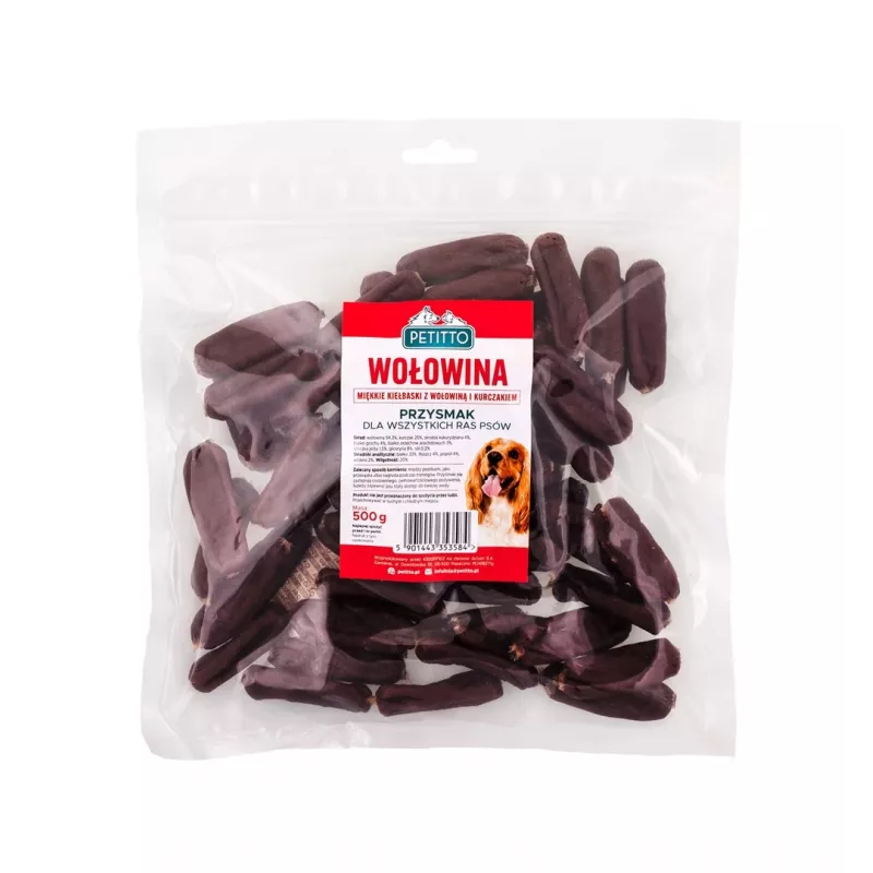 PETITTO Salsicce morbide di manzo snack per cani, 500 g