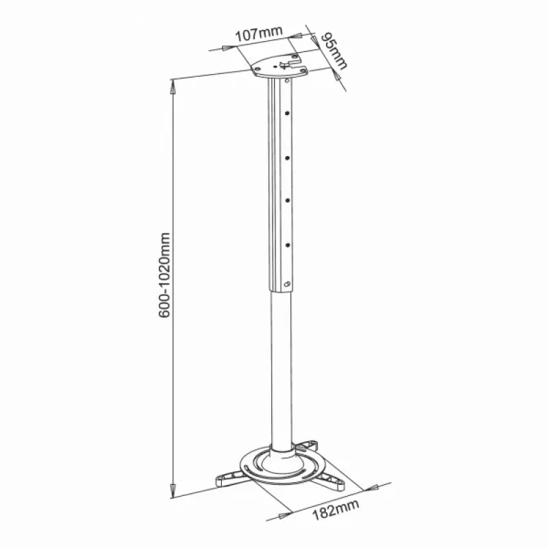 Sbox supporto a soffitto per proiettore max336mm 15kg PM-102XL