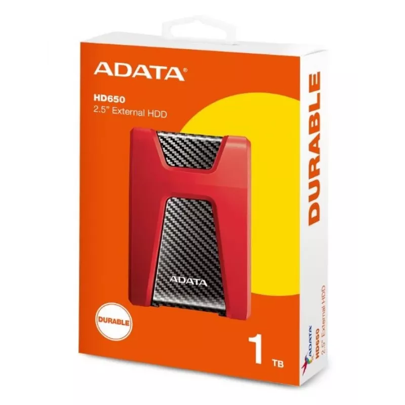ADATA DashDrive Durable HD650 disco rigido esterno 1 TB 2,5 pollici USB 3.2 Gen 1 (3.1 Gen 1) rosso