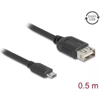 Cavo USB 2.0 DELOCK 81517, Micro-USB B su USB A, 0,5 m, nero