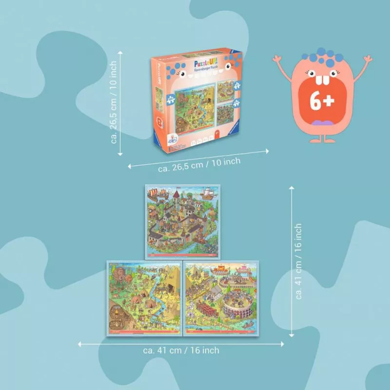 Puzzle UP Storia - Preistoria, Antica Roma, Medioevo 100, 121 e 144 pezzi